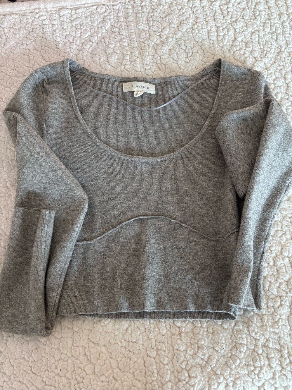PacSun Gray Scoop Neck Cropped Sweater